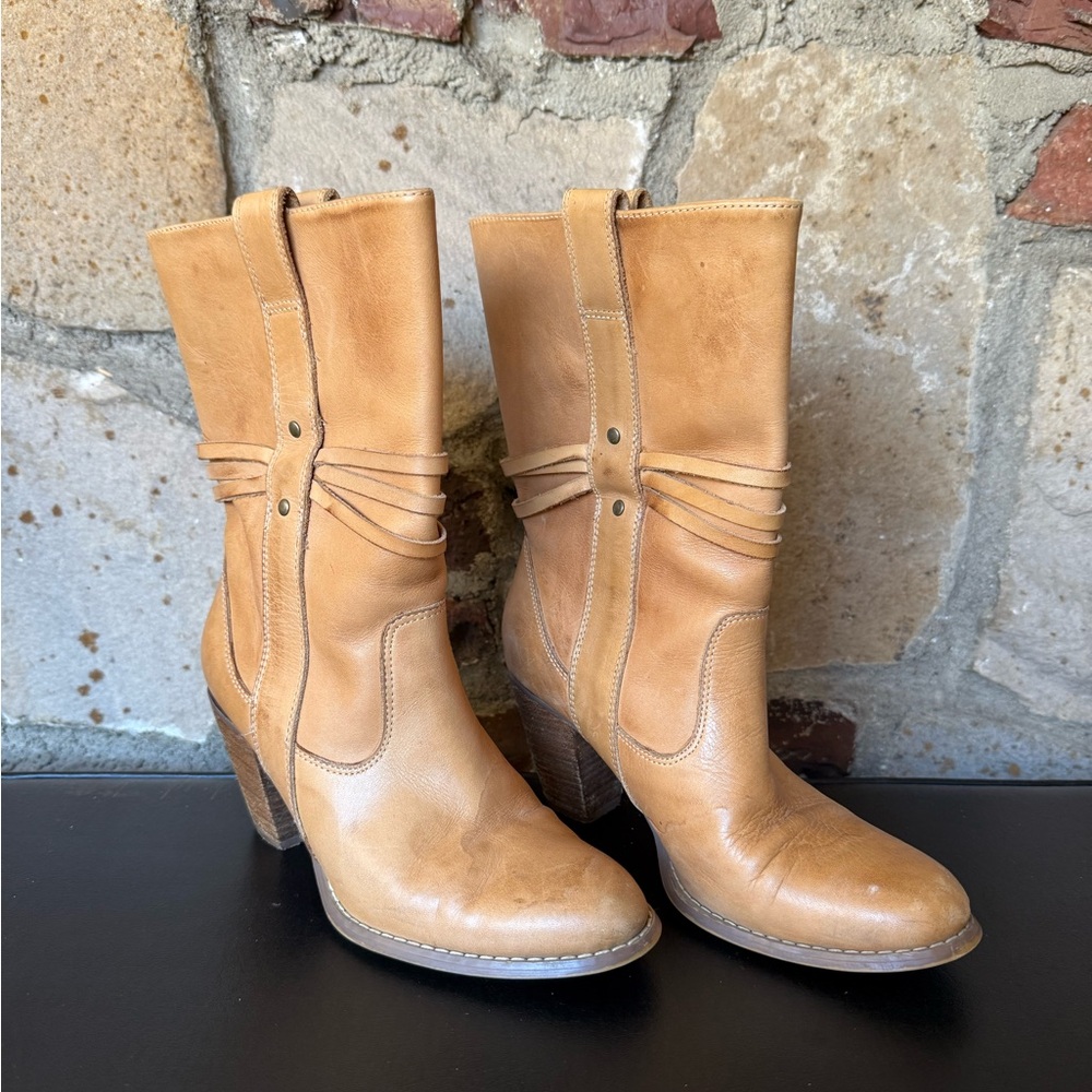 Seychelles Tan Leather Mid-Calf Western Boots